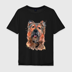Мужская футболка хлопок Oversize с принтом Ева в Курске, 100% хлопок | свободный крой, круглый ворот, “спинка” длиннее передней части | животные | питомцы | собака | собаки | терьер