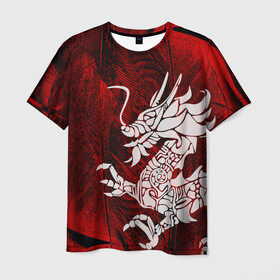 Мужская футболка 3D с принтом Chinese Dragon в Курске, 100% полиэфир | прямой крой, круглый вырез горловины, длина до линии бедер | китайский дракон | монстр | силуэт | символ добра | тату | ящерица