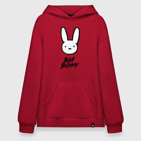 Худи SuperOversize хлопок с принтом Bad Bunny лого в Курске, 70% хлопок, 30% полиэстер, мягкий начес внутри | карман-кенгуру, эластичная резинка на манжетах и по нижней кромке, двухслойный капюшон
 | Тематика изображения на принте: bad bunny | benito antonio martnez ocasio | hip hop | latin trap | logo | music | rap | rnb | singer | star | бенито антонио мартинес окасио | звезда | латинский трэп | логотип | музыка | певец | рнб | рэп | хип хоп