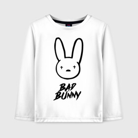 Детский лонгслив хлопок с принтом Bad Bunny лого в Курске, 100% хлопок | круглый вырез горловины, полуприлегающий силуэт, длина до линии бедер | bad bunny | benito antonio martnez ocasio | hip hop | latin trap | logo | music | rap | rnb | singer | star | бенито антонио мартинес окасио | звезда | латинский трэп | логотип | музыка | певец | рнб | рэп | хип хоп