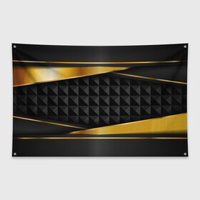 Флаг-баннер с принтом 3D luxury black gold Плиты 3Д в Курске, 100% полиэстер | размер 67 х 109 см, плотность ткани — 95 г/м2; по краям флага есть четыре люверса для крепления | luxury | versace | vip | абстракция | версаче | вип | паттерн | роскошь | текстуры
