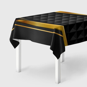 Скатерть 3D с принтом 3D luxury black gold Плиты 3Д в Курске, 100% полиэстер (ткань не мнется и не растягивается) | Размер: 150*150 см | Тематика изображения на принте: luxury | versace | vip | абстракция | версаче | вип | паттерн | роскошь | текстуры