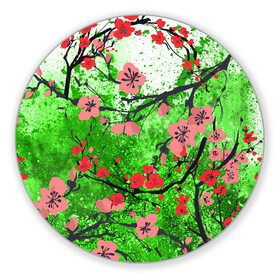 Коврик для мышки круглый с принтом Сакура | Sakura (Z) в Курске, резина и полиэстер | круглая форма, изображение наносится на всю лицевую часть | chery | flowers | japan | roses | sakura | вишнёвый цвет | вишня | растения | розы | ромашка | сакура | тюльпаны | хана | ханами | цветы | цветы сакуры | япония
