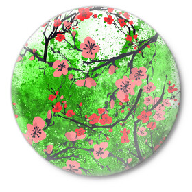 Значок с принтом Сакура | Sakura (Z) в Курске,  металл | круглая форма, металлическая застежка в виде булавки | chery | flowers | japan | roses | sakura | вишнёвый цвет | вишня | растения | розы | ромашка | сакура | тюльпаны | хана | ханами | цветы | цветы сакуры | япония