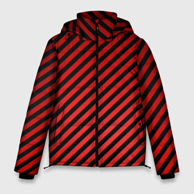 Мужская зимняя куртка 3D с принтом Красные полосы в Курске, верх — 100% полиэстер; подкладка — 100% полиэстер; утеплитель — 100% полиэстер | длина ниже бедра, свободный силуэт Оверсайз. Есть воротник-стойка, отстегивающийся капюшон и ветрозащитная планка. 

Боковые карманы с листочкой на кнопках и внутренний карман на молнии. | диагональ | линия | полоса | полосы