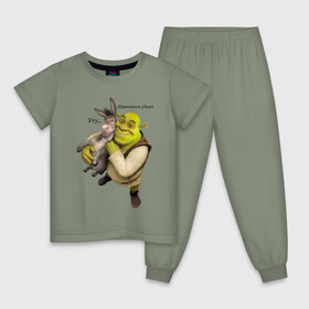 Детская пижама хлопок с принтом Shrek-Donkey в Курске, 100% хлопок |  брюки и футболка прямого кроя, без карманов, на брюках мягкая резинка на поясе и по низу штанин
 | dreamworks | shrek | арт | лого | мультфильм | постер | шрек