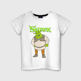 Детская футболка хлопок с принтом Shrek | Шрек (Z) в Курске, 100% хлопок | круглый вырез горловины, полуприлегающий силуэт, длина до линии бедер | dreamworks | shrek | зелёный огр | мульт | мультфильм | приключения