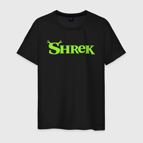 Мужская футболка хлопок с принтом Shrek | Logo (Z) в Курске, 100% хлопок | прямой крой, круглый вырез горловины, длина до линии бедер, слегка спущенное плечо. | dreamworks | logo | shrek | зелёный огр | мульт | мультфильм | приключения