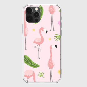 Чехол для iPhone 12 Pro Max с принтом Фламинго в Курске, Силикон |  | pink flamingo | листья | птицы | фламинго | цветы