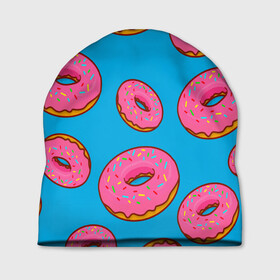 Шапка 3D с принтом Пончики в Курске, 100% полиэстер | универсальный размер, печать по всей поверхности изделия | еда | круг | кружки | пища | пончики | пончики гомера | симпсоны | цветные пончики