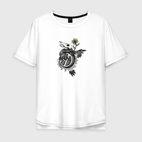 Мужская футболка хлопок Oversize с принтом The Anarchy Bomb в Курске, 100% хлопок | свободный крой, круглый ворот, “спинка” длиннее передней части | Тематика изображения на принте: анархия | бомба | знак | птица | цветок | череп