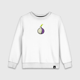 Детский свитшот хлопок с принтом Tor Browser в Курске, 100% хлопок | круглый вырез горловины, эластичные манжеты, пояс и воротник | onion | tor | tor browser | даркнет | тор | тор браузер