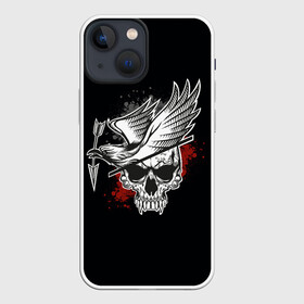 Чехол для iPhone 13 mini с принтом Череп с птицей со стрелой в Курске,  |  | птица | стрела | ужасы | хоррор | череп | ястреб
