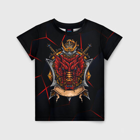 Детская футболка 3D с принтом Красный китайский дракон в Курске, 100% гипоаллергенный полиэфир | прямой крой, круглый вырез горловины, длина до линии бедер, чуть спущенное плечо, ткань немного тянется | викинг | дракон | китай | китайский дракон | красный дракон | мифология | рыцарь | шлеп