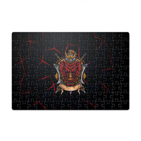Пазл магнитный 126 элементов с принтом Красный китайский дракон в Курске, полимерный материал с магнитным слоем | 126 деталей, размер изделия —  180*270 мм | викинг | дракон | китай | китайский дракон | красный дракон | мифология | рыцарь | шлеп