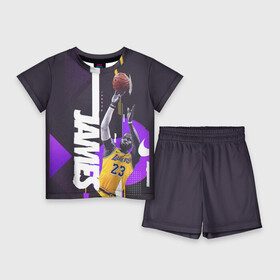 Детский костюм с шортами 3D с принтом Леброн в Курске,  |  | Тематика изображения на принте: basketball | lakers | lebron | media | nba | toplanding | баскетболл | леброн | лейкерс | лого баскетбольных клубов | лос анджелес | нба