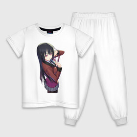 Детская пижама хлопок с принтом Kakegurui Yumeko Jabami в Курске, 100% хлопок |  брюки и футболка прямого кроя, без карманов, на брюках мягкая резинка на поясе и по низу штанин
 | Тематика изображения на принте: anime | girl | jabami | kakegurui | manga | yumeko | аниме | девушка | джабами | какегуруи | манга | юмеко