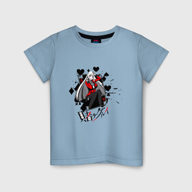 Детская футболка хлопок с принтом Yumeko Jabami в Курске, 100% хлопок | круглый вырез горловины, полуприлегающий силуэт, длина до линии бедер | Тематика изображения на принте: kakegurui | аниме | арт | безумный азарт | графика