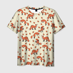 Мужская футболка 3D с принтом Лисички в Курске, 100% полиэфир | прямой крой, круглый вырез горловины, длина до линии бедер | главное | животные | звери | лиса | лисичка | лисы | фыр фыр