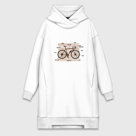 Платье-худи хлопок с принтом Схема Анатомия Велосипеда в Курске,  |  | anatomy | bicycle | bike | mountain bike | scheme | байк | бикукле | велик | горный велосипед | инженерная схема | как устроен велосипед | состав | строение | устройство велосипеда | чертёж | чертежи