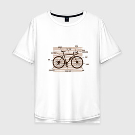 Мужская футболка хлопок Oversize с принтом Схема Анатомия Велосипеда в Курске, 100% хлопок | свободный крой, круглый ворот, “спинка” длиннее передней части | anatomy | bicycle | bike | mountain bike | scheme | байк | бикукле | велик | горный велосипед | инженерная схема | как устроен велосипед | состав | строение | устройство велосипеда | чертёж | чертежи