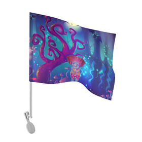 Флаг для автомобиля с принтом Волшебство троллей в Курске, 100% полиэстер | Размер: 30*21 см | волшебство | грибы | искры | лес | магия | мистика | свет | свечение | сказка | тролль