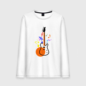 Мужской лонгслив хлопок с принтом Цветная гитара в Курске, 100% хлопок |  | гитара | звуковая музыка | красивая гитара | музыка