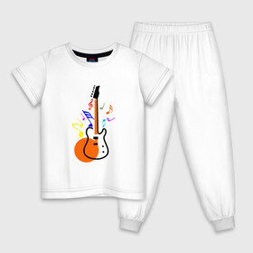 Детская пижама хлопок с принтом Цветная гитара в Курске, 100% хлопок |  брюки и футболка прямого кроя, без карманов, на брюках мягкая резинка на поясе и по низу штанин
 | гитара | звуковая музыка | красивая гитара | музыка