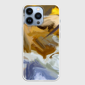 Чехол для iPhone 13 Pro с принтом FET в Курске,  |  | abstract | feathers | абстракция | желтое | мазки | перья