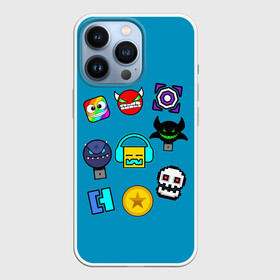 Чехол для iPhone 13 Pro с принтом Geometry Dash Icons в Курске,  |  | Тематика изображения на принте: 2d | dash | demon | demons | devil | game | games | geometry | pixel | pixels | skull | smile | геометрия | демон | дьявол | игра | пикслели | платформер | смайл | смайлик | улыбка | череп
