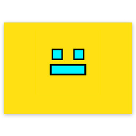 Поздравительная открытка с принтом Geometry Dash Smile в Курске, 100% бумага | плотность бумаги 280 г/м2, матовая, на обратной стороне линовка и место для марки
 | 2d | dash | demon | demons | devil | game | games | geometry | pixel | pixels | skull | smile | геометрия | демон | дьявол | игра | пикслели | платформер | смайл | смайлик | улыбка | череп