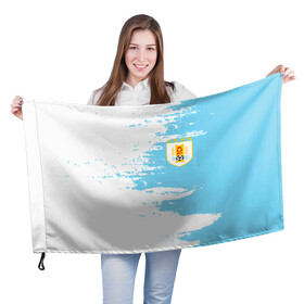 Флаг 3D с принтом Сборная Уругвая в Курске, 100% полиэстер | плотность ткани — 95 г/м2, размер — 67 х 109 см. Принт наносится с одной стороны | кавани | португалия | россия | спорт | суарес | уругвай | футбол | чемпионат мира | чемпионат мира по футболу | чм | эдинсон кавани
