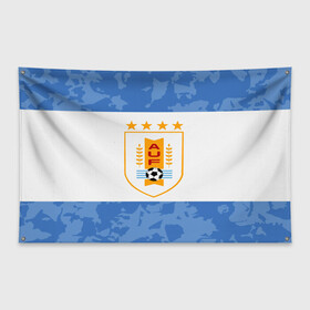 Флаг-баннер с принтом Сборная Уругвая в Курске, 100% полиэстер | размер 67 х 109 см, плотность ткани — 95 г/м2; по краям флага есть четыре люверса для крепления | кавани | португалия | россия | спорт | суарес | уругвай | футбол | чемпионат мира | чемпионат мира по футболу | чм | эдинсон кавани