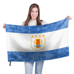 Флаг 3D с принтом Сборная Уругвая в Курске, 100% полиэстер | плотность ткани — 95 г/м2, размер — 67 х 109 см. Принт наносится с одной стороны | кавани | португалия | россия | спорт | суарес | уругвай | футбол | чемпионат мира | чемпионат мира по футболу | чм | эдинсон кавани