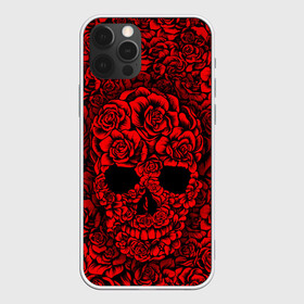 Чехол для iPhone 12 Pro Max с принтом ЦВЕТОЧНЫЙ ЧЕРЕП в Курске, Силикон |  | Тематика изображения на принте: death | flowers | horror | metal | red | rose | roses | skull | арт | зомби | кости | красный | розы | скелет | цветы | череп | черный