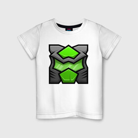 Детская футболка хлопок с принтом Geometry Dash | Doom (Z) в Курске, 100% хлопок | круглый вырез горловины, полуприлегающий силуэт, длина до линии бедер | 2d | arcade | game | geometry dash | meltdown | robtop | аркада | геометрический тире | раннер