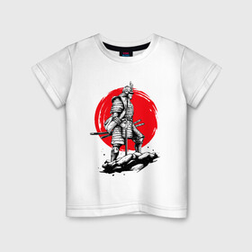 Детская футболка хлопок с принтом Воин-самурай в Курске, 100% хлопок | круглый вырез горловины, полуприлегающий силуэт, длина до линии бедер | asia | asian | china | chinese | japan | japanese | japanese art | martial arts | ninja | samurai | sword | warrior | азиатский | азия | боевые искусства | китай | китайский | меч | ниндзя | самурай | япония | японское искусство