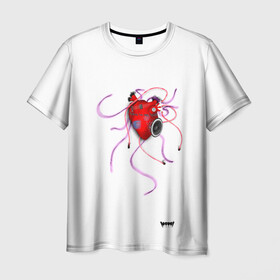 Мужская футболка 3D с принтом Yami: listen to my heart 3D в Курске, 100% полиэфир | прямой крой, круглый вырез горловины, длина до линии бедер | Тематика изображения на принте: heart | listen to my heart | yami | гитара | киберпанк | колонки | провода | сердце | трубки
