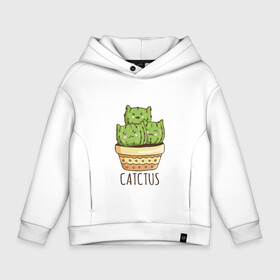 Детское худи Oversize хлопок с принтом Котики Кактусы Catctus в Курске, френч-терри — 70% хлопок, 30% полиэстер. Мягкий теплый начес внутри —100% хлопок | боковые карманы, эластичные манжеты и нижняя кромка, капюшон на магнитной кнопке | cactus | cat | cats | cute cactus | english words | kitten | kitty | puss | pussy | pussycat | кактус в горшке | киски | кисы | котёнок | котики | коты в виде кактусов | коты кактусы | котята | котята кактусы | котятки | кошечки | кошка | мил