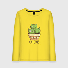 Женский лонгслив хлопок с принтом Котики Кактусы Catctus в Курске, 100% хлопок |  | cactus | cat | cats | cute cactus | english words | kitten | kitty | puss | pussy | pussycat | кактус в горшке | киски | кисы | котёнок | котики | коты в виде кактусов | коты кактусы | котята | котята кактусы | котятки | кошечки | кошка | мил