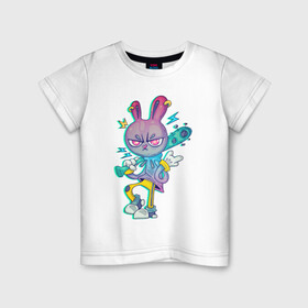 Детская футболка хлопок с принтом Заяц на разборках в Курске, 100% хлопок | круглый вырез горловины, полуприлегающий силуэт, длина до линии бедер | арт | графика | животные | зайцы | звери | мультяшки