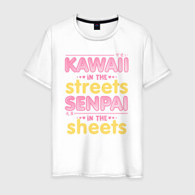 Мужская футболка хлопок с принтом Kawaii in the streets в Курске, 100% хлопок | прямой крой, круглый вырез горловины, длина до линии бедер, слегка спущенное плечо. | ahegao | anime | baka | chibi | desu | japan | kohai | nani | neko | otaku | senpai | sensei | waifu | weeaboo | weeb | аниме | анимешник | анимешница | ахегао | бака | вайфу | виабу | десу | кохай | культура | нани | неко | отаку | сенпай | сенсеи | трен
