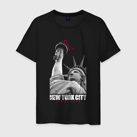 Мужская футболка хлопок с принтом Statue Of Liberty в Курске, 100% хлопок | прямой крой, круглый вырез горловины, длина до линии бедер, слегка спущенное плечо. | америка | география | города | нью йорк | статуя свободы | страны | сша | туристам
