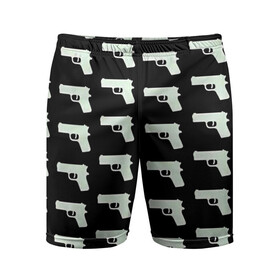 Мужские шорты спортивные с принтом Пистолеты в Курске,  |  | Тематика изображения на принте: 228 | баста | белый пистолет | ноггано | огонь | оружие | пистолет | пистолеты | пуля | реп | репчик | ствол | стволы | чёрный пистолет
