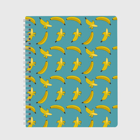 Тетрадь с принтом Бананы | Мятная в Курске, 100% бумага | 48 листов, плотность листов — 60 г/м2, плотность картонной обложки — 250 г/м2. Листы скреплены сбоку удобной пружинной спиралью. Уголки страниц и обложки скругленные. Цвет линий — светло-серый
 | pattern | textures | tnt | абстракция | бананабум | бананы | ветки | взрыв | геометрия | градиент | дождь | заливка | обезьяна | паттерны | пиксели | пикси | продукты | текстура | текстуры | тнт | фигуры | фон
