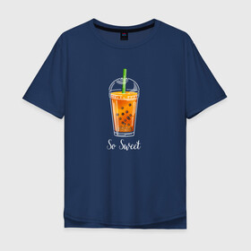 Мужская футболка хлопок Oversize с принтом Коктейль в Курске, 100% хлопок | свободный крой, круглый ворот, “спинка” длиннее передней части | sweet | коктейль | надпись | напиток | сладкое