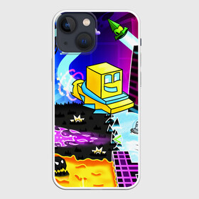 Чехол для iPhone 13 mini с принтом GEOMETRY DASH   ГЕОМЕТРИ ДАШ в Курске,  |  | 2d игра | geometry dash | mobile game | robtop | smile | андроид игра | арт. | геометри даш | добро и зло | инь янь | кубики | кубы | лица | мобильная игра | неон | смайлы