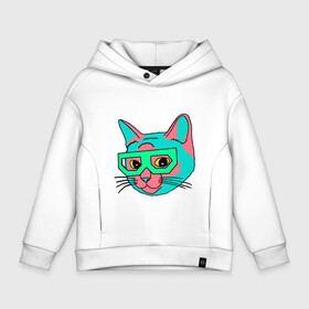 Детское худи Oversize хлопок с принтом Hipster Cat в Курске, френч-терри — 70% хлопок, 30% полиэстер. Мягкий теплый начес внутри —100% хлопок | боковые карманы, эластичные манжеты и нижняя кромка, капюшон на магнитной кнопке | animal | cat | cute | kitty | meow | друг | животные | киска | китти | кот | котенок | котик | котэ | кошечка | кошка | милый | мур | мяу | питомец | тигр