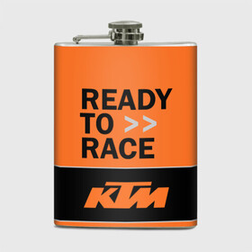 Фляга с принтом KTM | READY TO RACE (Z) в Курске, металлический корпус | емкость 0,22 л, размер 125 х 94 мм. Виниловая наклейка запечатывается полностью | Тематика изображения на принте: enduro | ktm | moto | moto sport | motocycle | sportmotorcycle | ктм | мото | мото спорт | мотоспорт | спорт мото