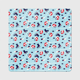 Магнит виниловый Квадрат с принтом Hockey Pattern в Курске, полимерный материал с магнитным слоем | размер 9*9 см, закругленные углы | hockey | hockey pattern | nhl | pattern | клюшка | лед | нхл | хоккеист | хоккеисты | хоккей